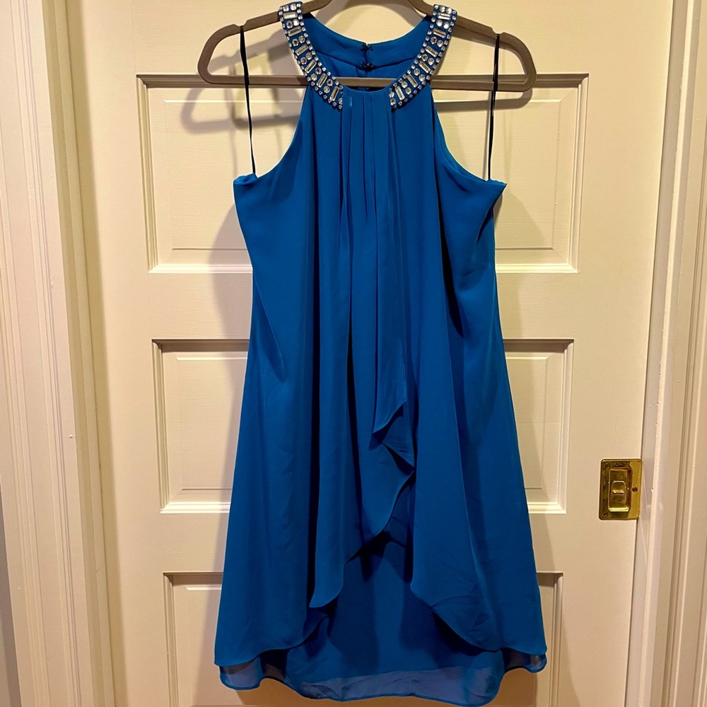 blue embellished halter cocktail dress (10) by SCARLETT